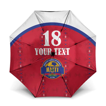 Custom Afro-Haitians Football Pride Umbrella Les Grenadiers Veve Vodou Red Version