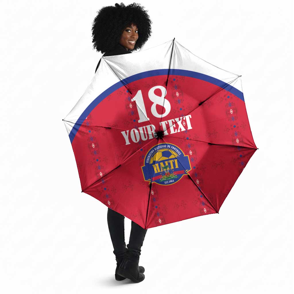 Custom Afro-Haitians Football Pride Umbrella Les Grenadiers Veve Vodou Red Version