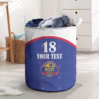 Custom Afro-Haitians Football Pride Laundry Basket Les Grenadiers Veve Vodou Blue Version - African Pride