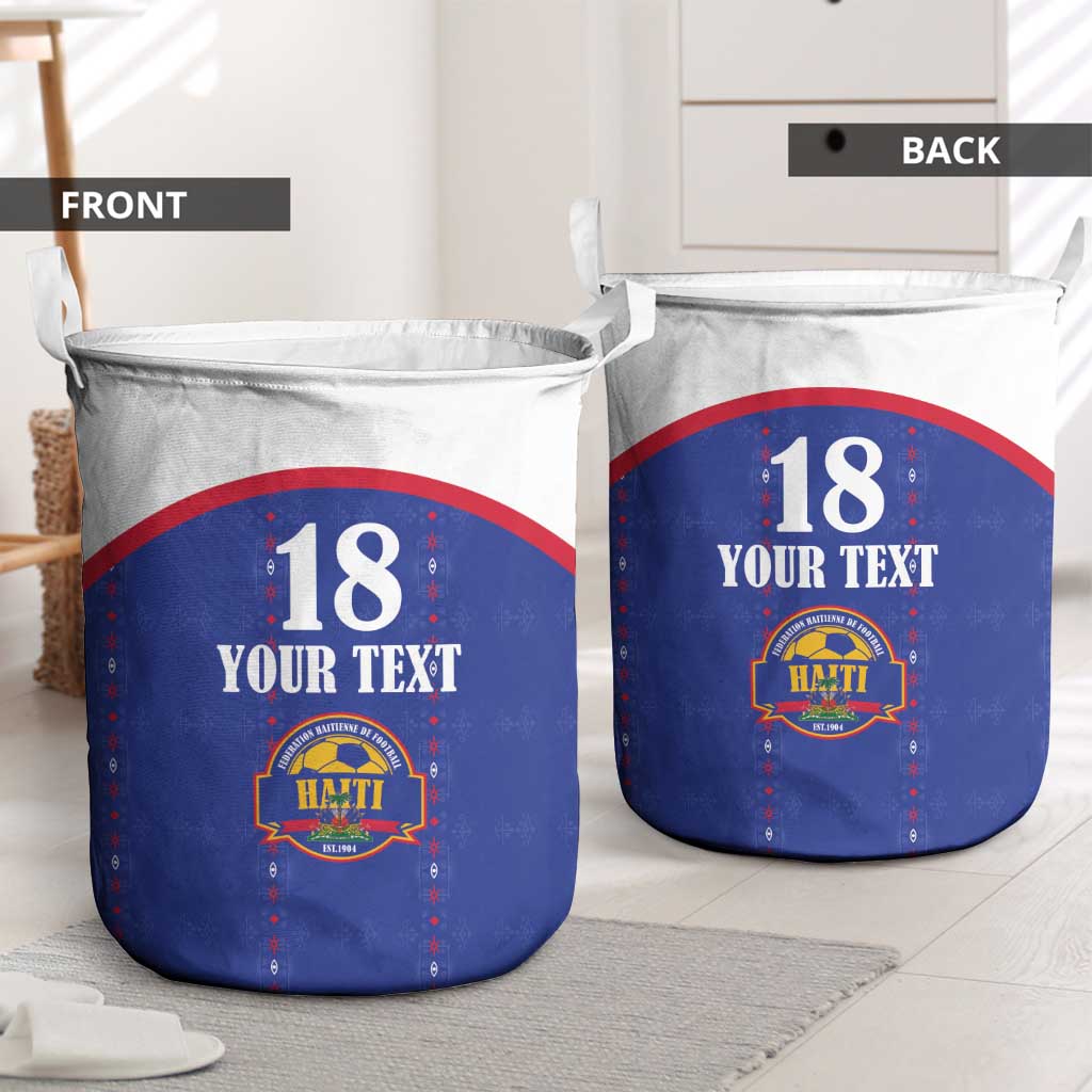 Custom Afro-Haitians Football Pride Laundry Basket Les Grenadiers Veve Vodou Blue Version - African Pride