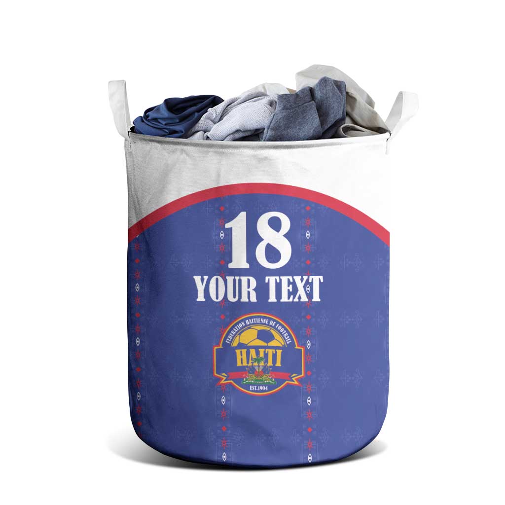 Custom Afro-Haitians Football Pride Laundry Basket Les Grenadiers Veve Vodou Blue Version - African Pride