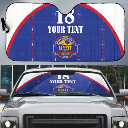 Custom Afro-Haitians Football Pride Auto Sun Shade Les Grenadiers Veve Vodou Blue Version