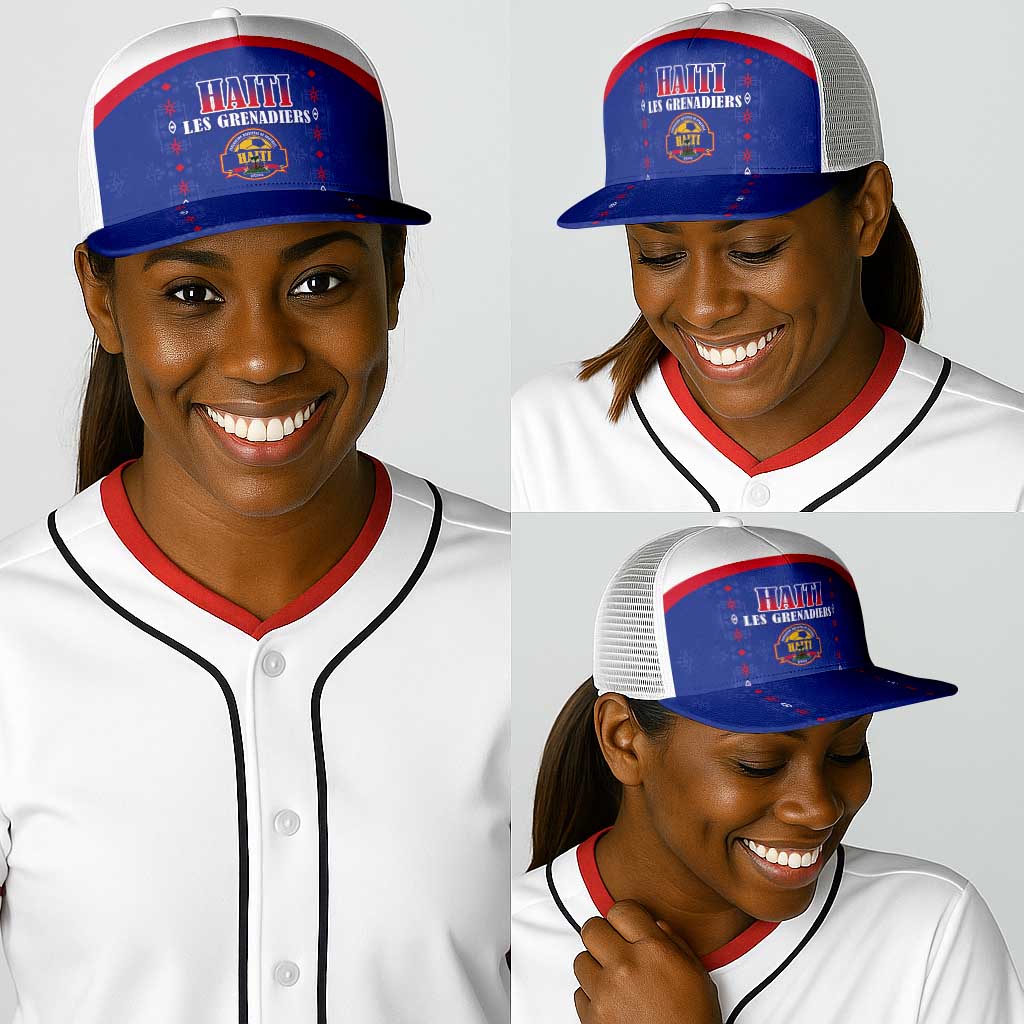 Afro-Haitians Football Pride Baseball Net Cap Les Grenadiers Veve Vodou Blue Version - African Pride