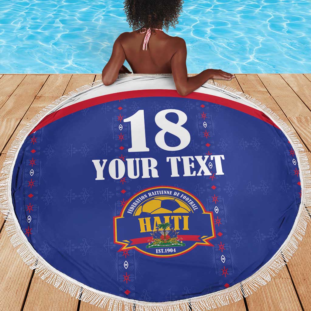 Custom Afro-Haitians Football Pride Beach Blanket Les Grenadiers Veve Vodou Blue Version - African Pride