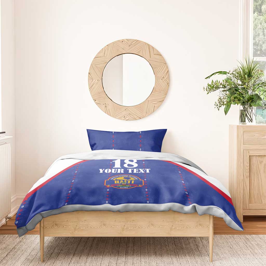 Custom Afro-Haitians Football Pride Bedding Set Les Grenadiers Veve Vodou Blue Version - African Pride