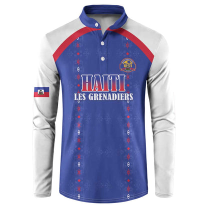 Custom Afro-Haitians Football Pride Button Sweatshirt Les Grenadiers Veve Vodou Blue Version