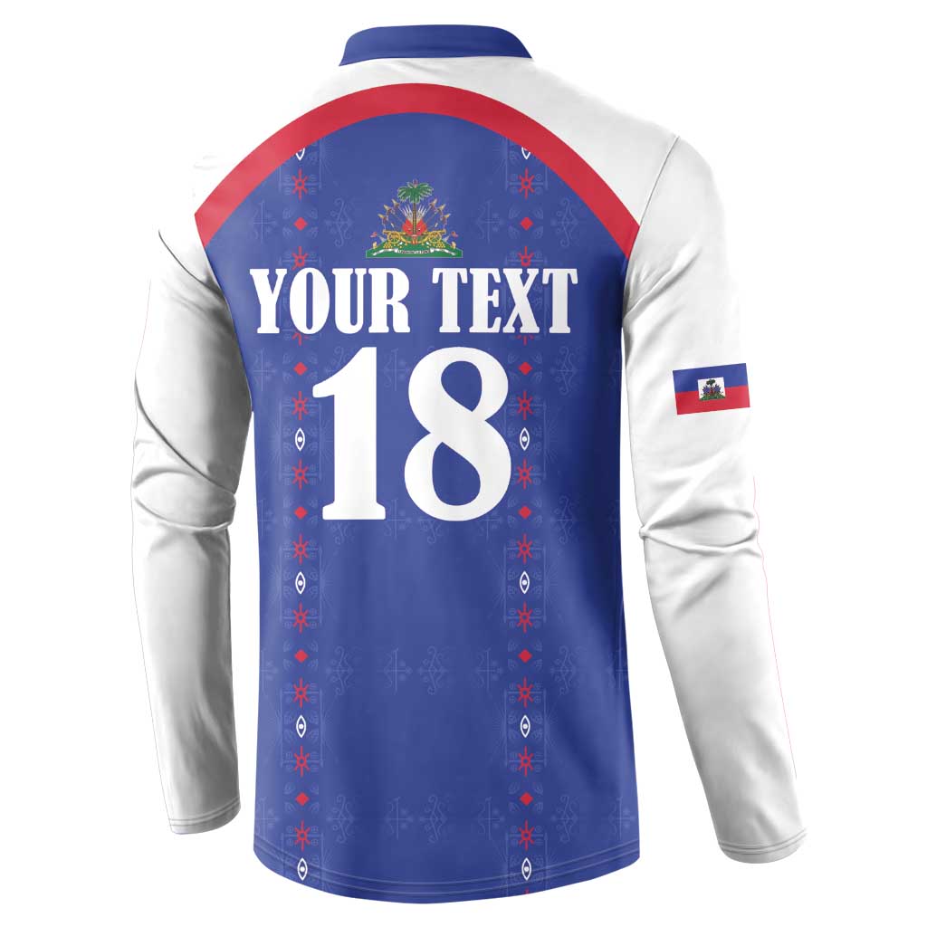 Custom Afro-Haitians Football Pride Button Sweatshirt Les Grenadiers Veve Vodou Blue Version