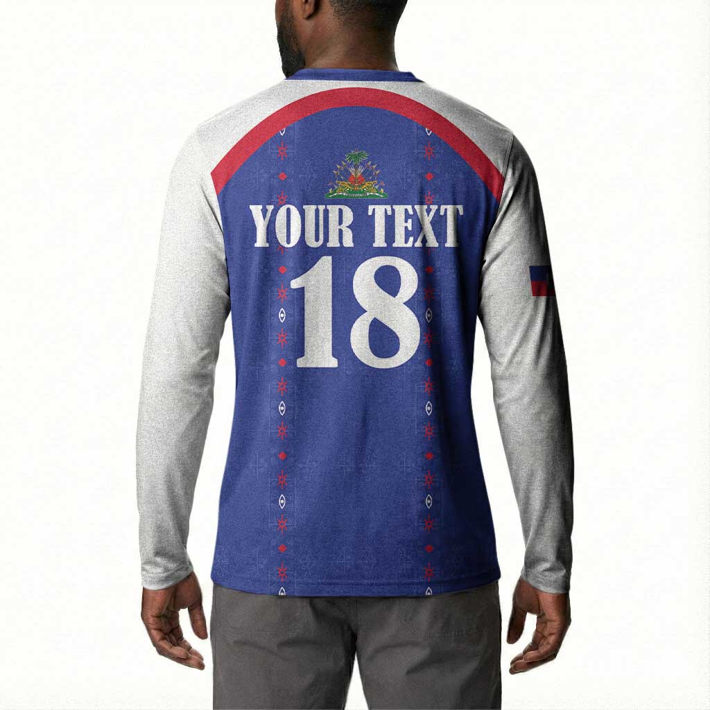 Custom Afro-Haitians Football Pride Button Sweatshirt Les Grenadiers Veve Vodou Blue Version
