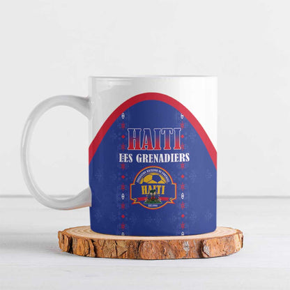 Custom Afro-Haitians Football Pride Ceramic Mug Les Grenadiers Veve Vodou Blue Version