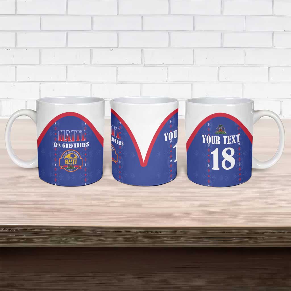 Custom Afro-Haitians Football Pride Ceramic Mug Les Grenadiers Veve Vodou Blue Version