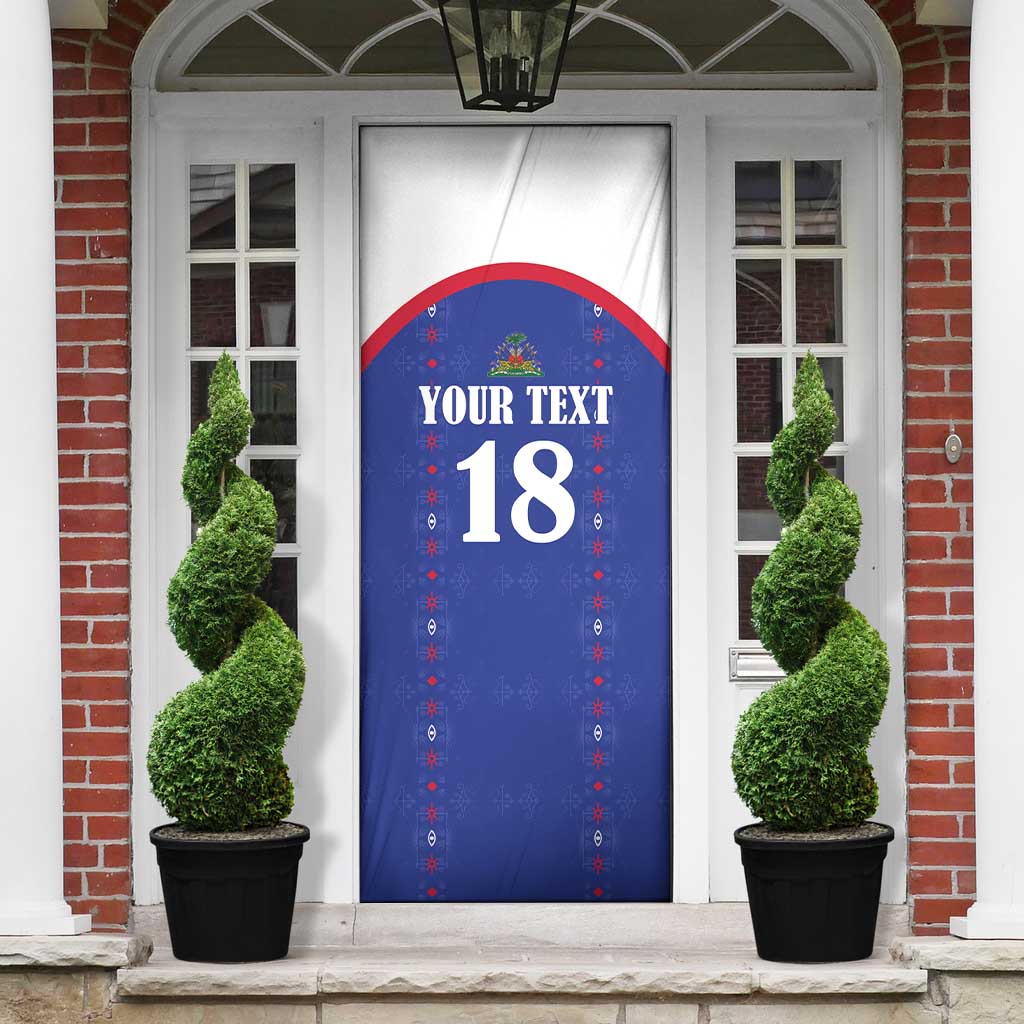 Custom Afro-Haitians Football Pride Door Cover Les Grenadiers Veve Vodou Blue Version