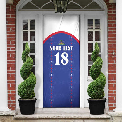 Custom Afro-Haitians Football Pride Door Cover Les Grenadiers Veve Vodou Blue Version