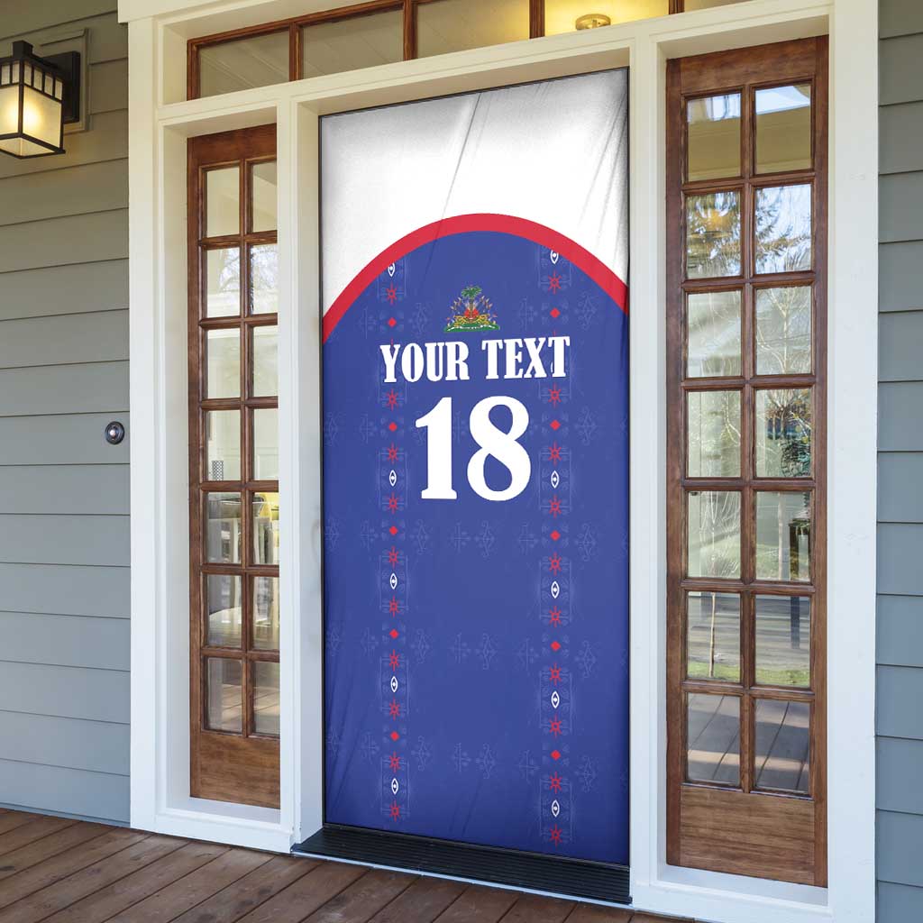 Custom Afro-Haitians Football Pride Door Cover Les Grenadiers Veve Vodou Blue Version