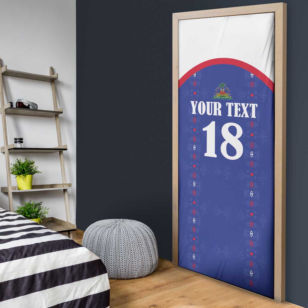 Custom Afro-Haitians Football Pride Door Cover Les Grenadiers Veve Vodou Blue Version