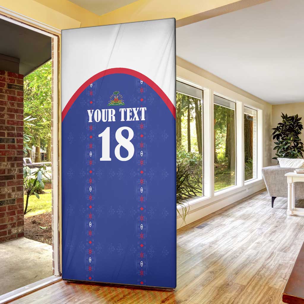 Custom Afro-Haitians Football Pride Door Cover Les Grenadiers Veve Vodou Blue Version