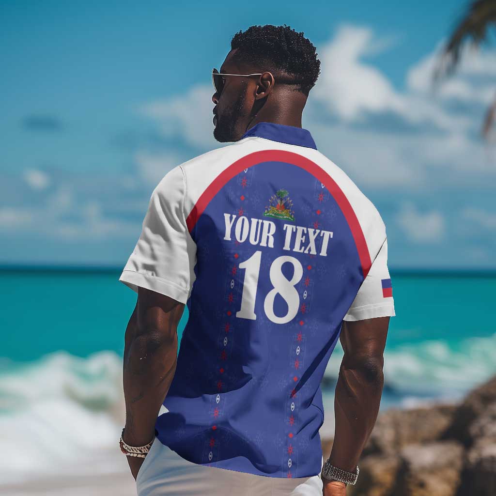 Custom Afro-Haitians Football Pride Hawaiian Shirt Les Grenadiers Veve Vodou Blue Version LT18