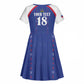Custom Afro-Haitians Football Pride Kid Short Sleeve Dress Les Grenadiers Veve Vodou Blue Version LT18