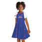 Custom Afro-Haitians Football Pride Kid Short Sleeve Dress Les Grenadiers Veve Vodou Blue Version LT18