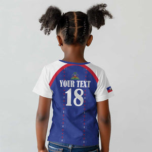 Custom Afro-Haitians Football Pride Kid T shirt Les Grenadiers Veve Vodou Blue Version LT18
