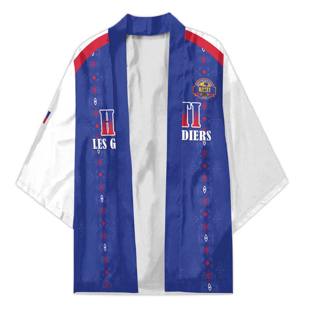 Custom Afro-Haitians Football Pride Kimono Les Grenadiers Veve Vodou Blue Version