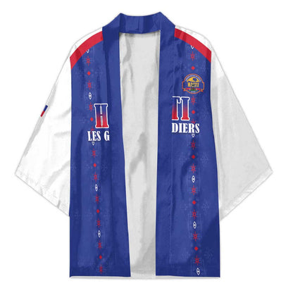 Custom Afro-Haitians Football Pride Kimono Les Grenadiers Veve Vodou Blue Version