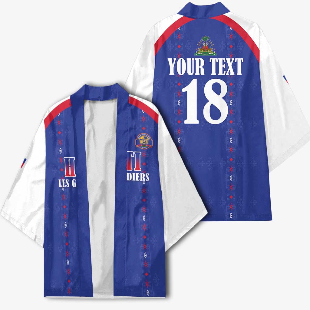 Custom Afro-Haitians Football Pride Kimono Les Grenadiers Veve Vodou Blue Version