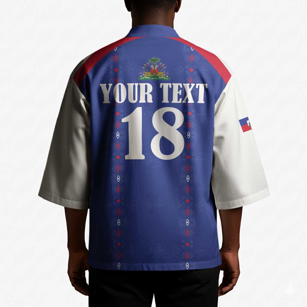 Custom Afro-Haitians Football Pride Kimono Les Grenadiers Veve Vodou Blue Version
