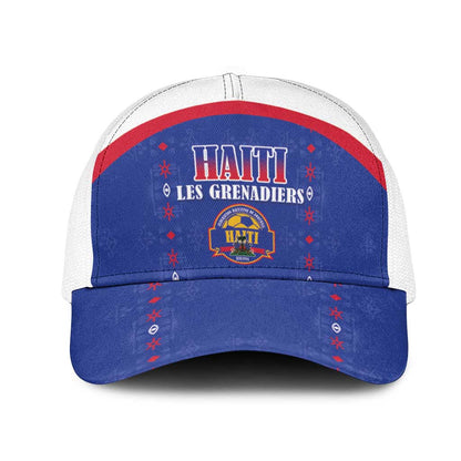 Afro-Haitians Football Pride Mesh Trucker Cap Les Grenadiers Veve Vodou Blue Version - African Pride