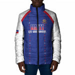 Custom Afro-Haitians Football Pride Padded Jacket Les Grenadiers Veve Vodou Blue Version