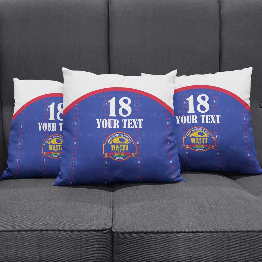 Custom Afro-Haitians Football Pride Pillow Cover Les Grenadiers Veve Vodou Blue Version