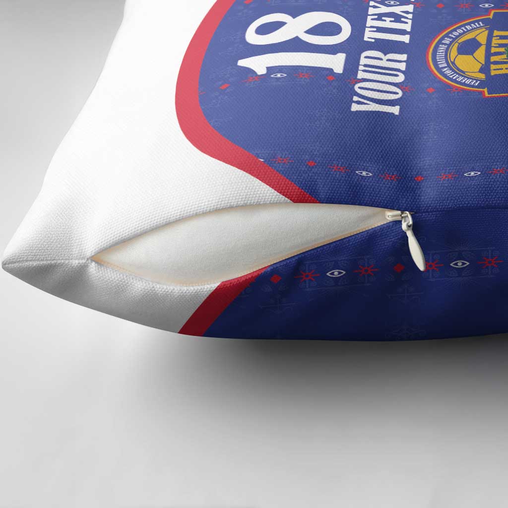 Custom Afro-Haitians Football Pride Pillow Cover Les Grenadiers Veve Vodou Blue Version