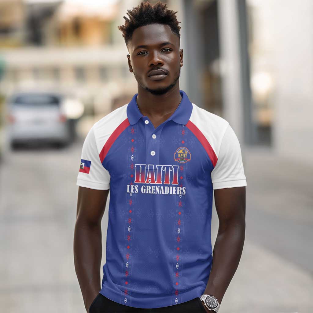 Custom Afro-Haitians Football Pride Polo Shirt Les Grenadiers Veve Vodou Blue Version LT18