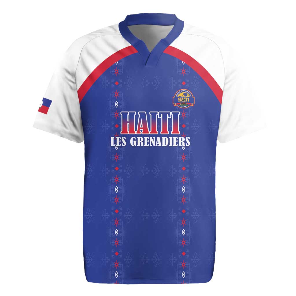 Custom Afro-Haitians Football Pride Rugby Jersey Les Grenadiers Veve Vodou Blue Version LT18