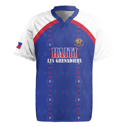 Custom Afro-Haitians Football Pride Rugby Jersey Les Grenadiers Veve Vodou Blue Version LT18