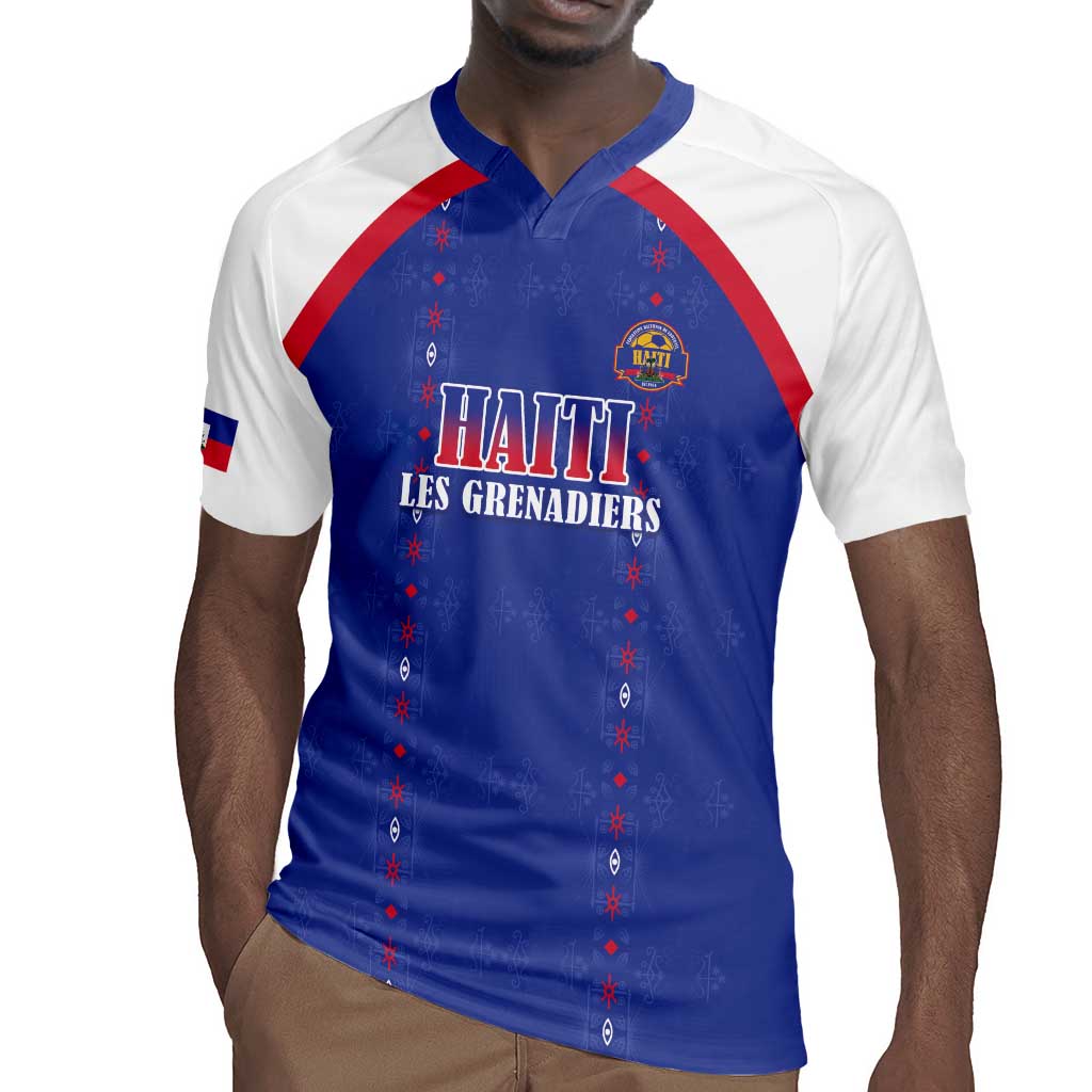 Custom Afro-Haitians Football Pride Rugby Jersey Les Grenadiers Veve Vodou Blue Version LT18