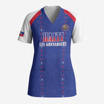 Custom Afro-Haitians Football Pride Scrub Top Les Grenadiers Veve Vodou Blue Version - African Pride