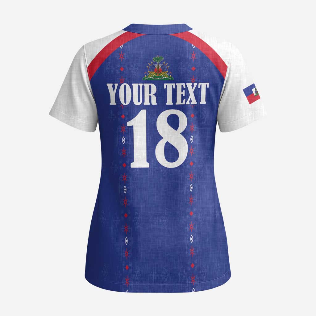 Custom Afro-Haitians Football Pride Scrub Top Les Grenadiers Veve Vodou Blue Version - African Pride