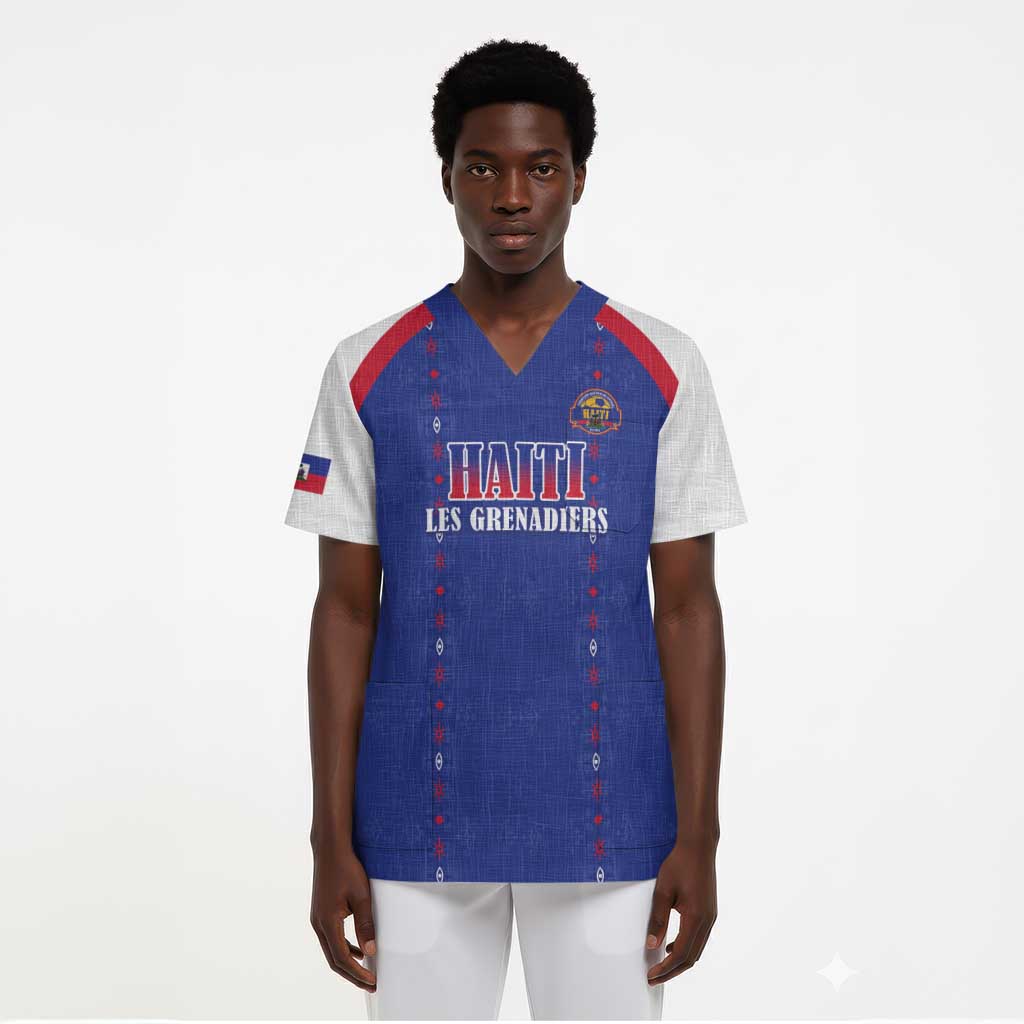 Custom Afro-Haitians Football Pride Scrub Top Les Grenadiers Veve Vodou Blue Version - African Pride
