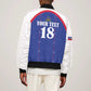 Custom Afro-Haitians Football Pride Sleeve Zip Bomber Jacket Les Grenadiers Veve Vodou Blue Version - African Pride