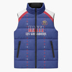 Custom Afro-Haitians Football Pride Sleeveless Puffer Jacket Les Grenadiers Veve Vodou Blue Version