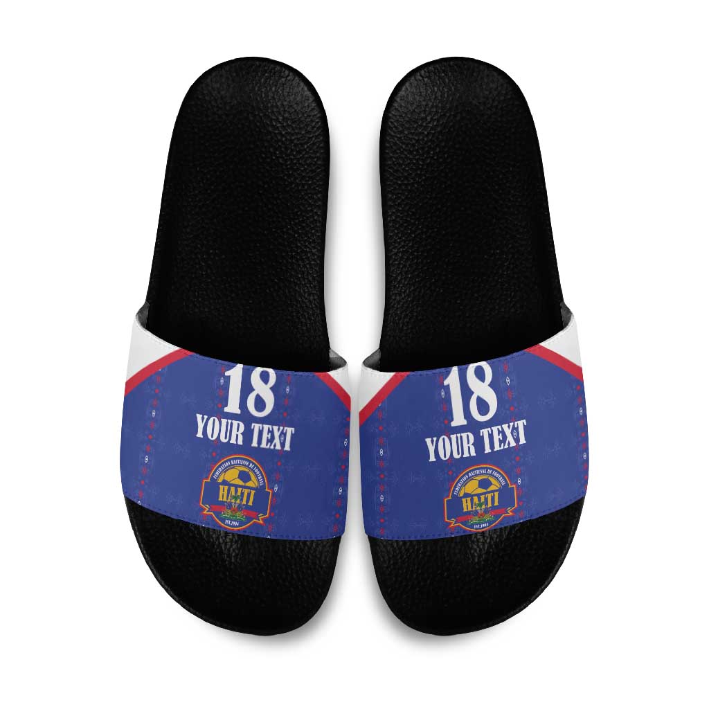 Custom Afro-Haitians Football Pride Slide Sandals Les Grenadiers Veve Vodou Blue Version