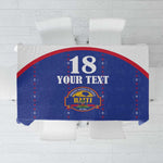 Custom Afro-Haitians Football Pride Tablecloth Les Grenadiers Veve Vodou Blue Version - African Pride