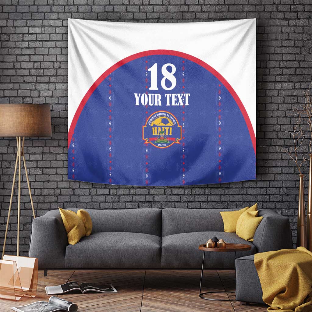Custom Afro-Haitians Football Pride Tapestry Les Grenadiers Veve Vodou Blue Version - African Pride