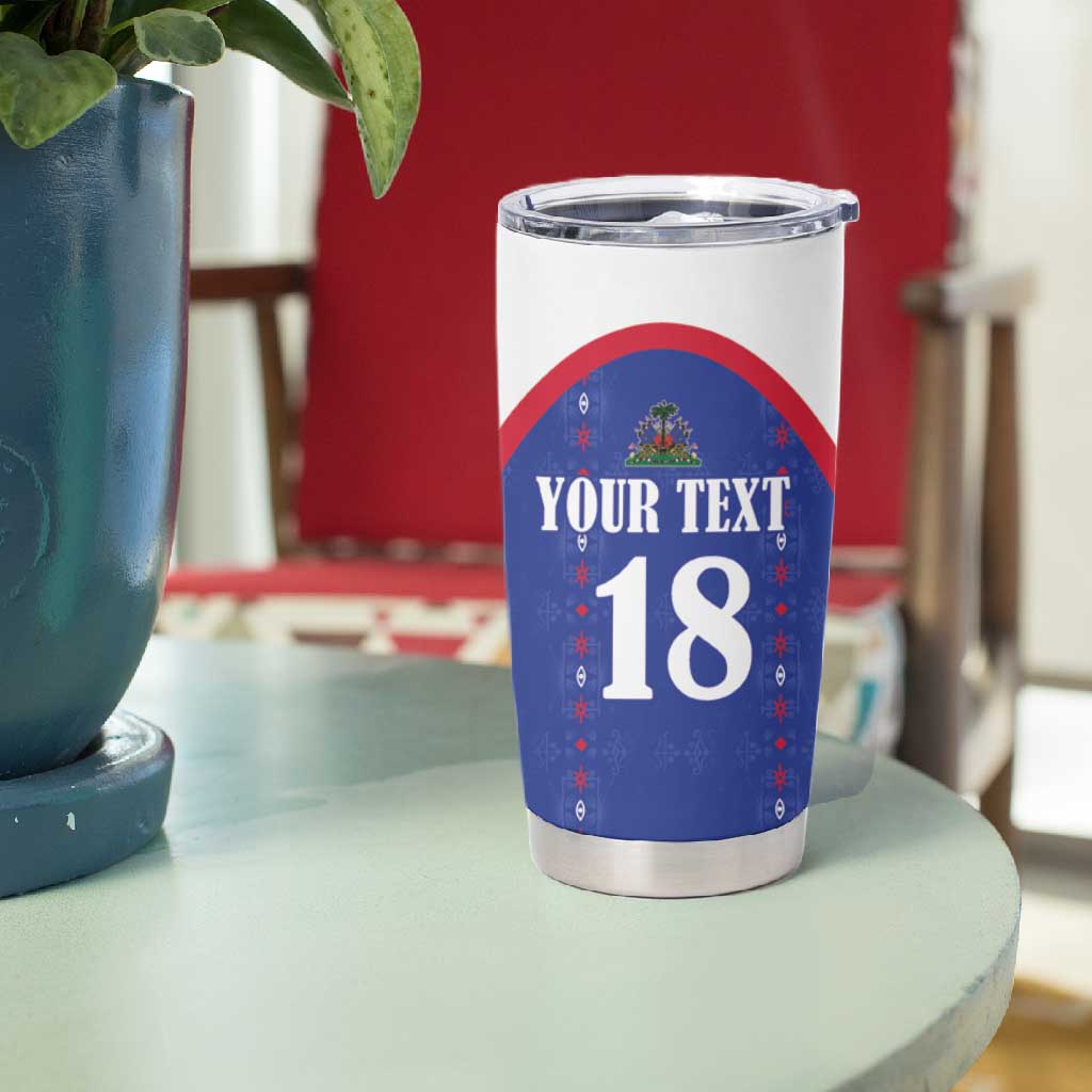 Custom Afro-Haitians Football Pride Tumbler Cup Les Grenadiers Veve Vodou Blue Version - African Pride