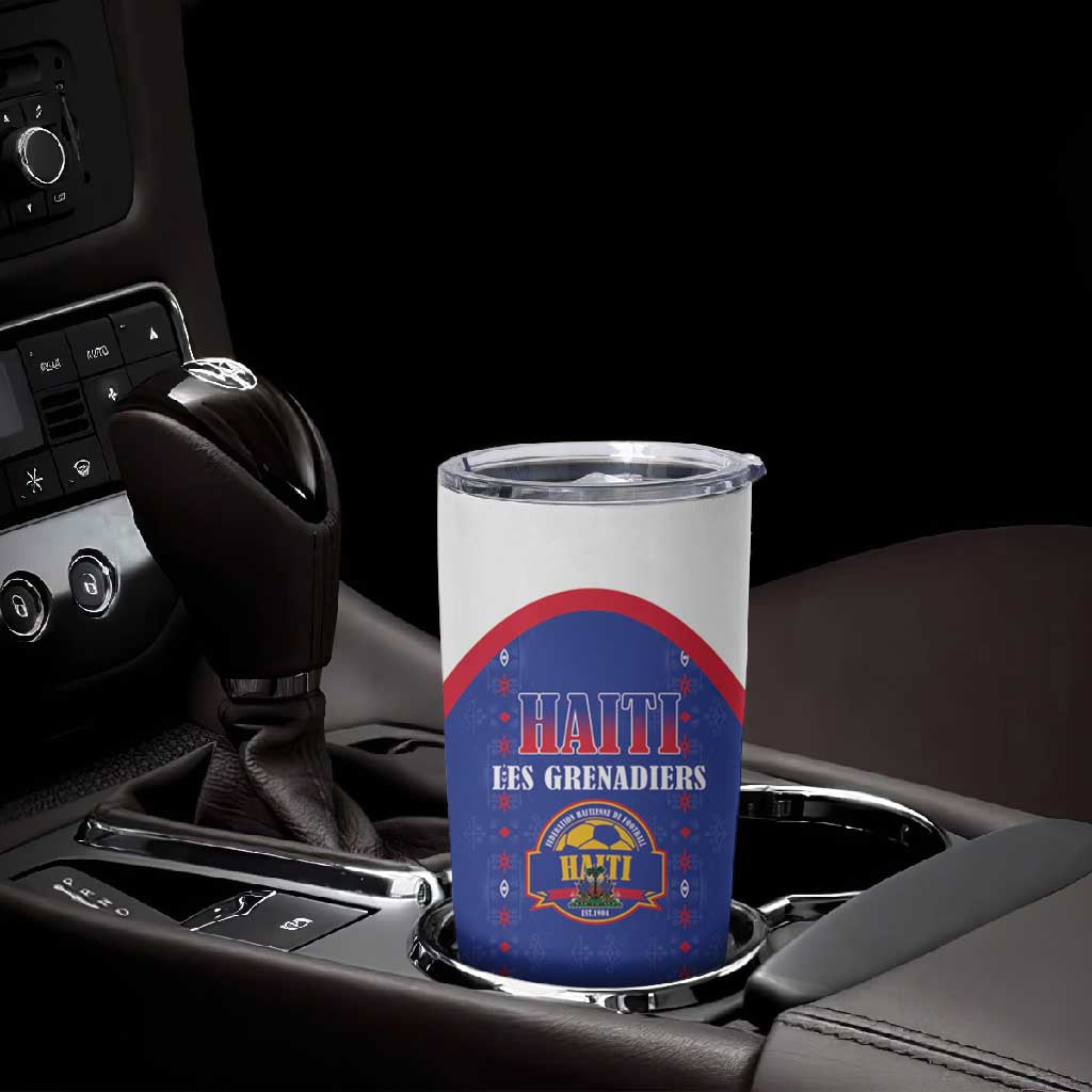 Custom Afro-Haitians Football Pride Tumbler Cup Les Grenadiers Veve Vodou Blue Version - African Pride