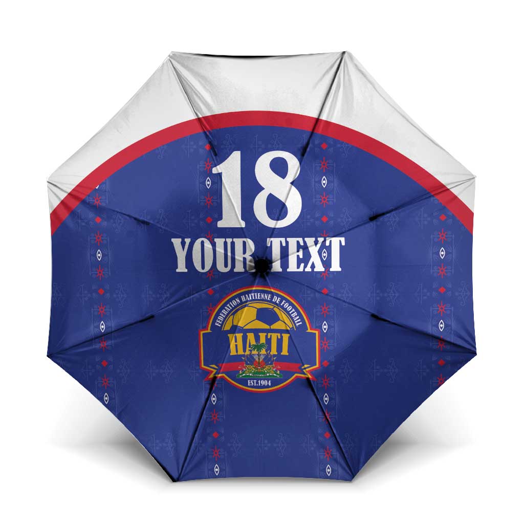 Custom Afro-Haitians Football Pride Umbrella Les Grenadiers Veve Vodou Blue Version