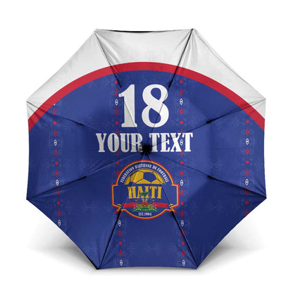 Custom Afro-Haitians Football Pride Umbrella Les Grenadiers Veve Vodou Blue Version