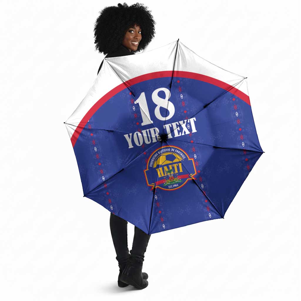 Custom Afro-Haitians Football Pride Umbrella Les Grenadiers Veve Vodou Blue Version