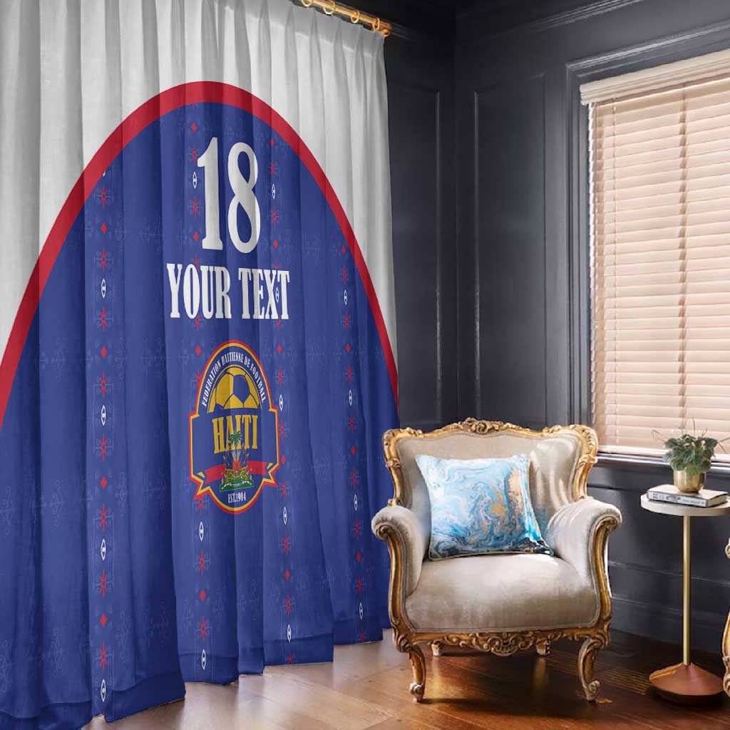 Custom Afro-Haitians Football Pride Window Curtain Les Grenadiers Veve Vodou Blue Version - African Pride