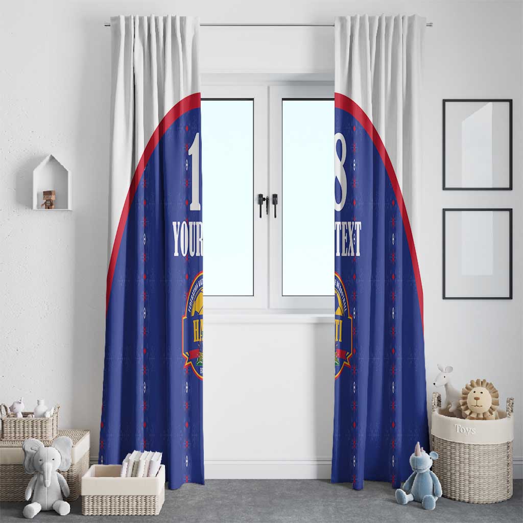 Custom Afro-Haitians Football Pride Window Curtain Les Grenadiers Veve Vodou Blue Version - African Pride